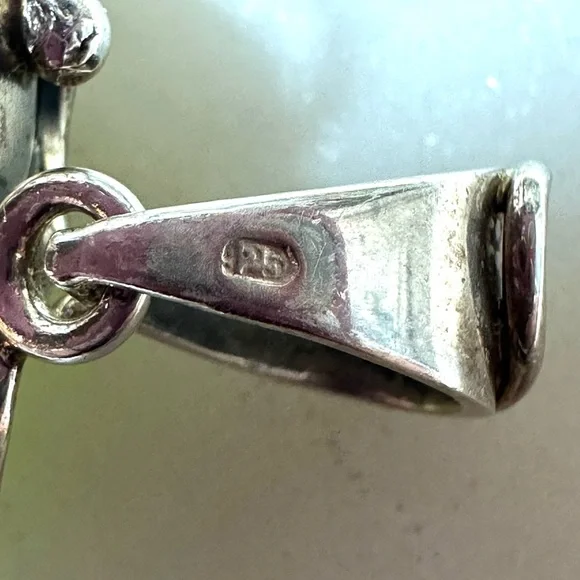 Artisan Green Jasper Sterling Silver Pendant with Hand-forged Rose and Leaves - Picture 12 of 15